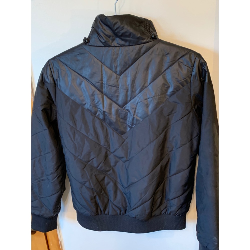 Kappa Womens Black Quilted Puffer Jacket Pink Logo Full Zip Bomber Medium - Picture 5 of 7